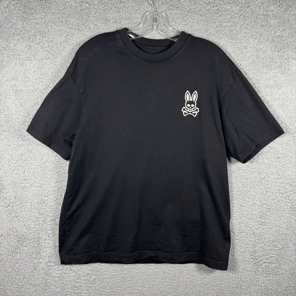 Psycho Bunny Mens Black Pima Cotton Logo Short Sleeve T-Shirt Size 4 S